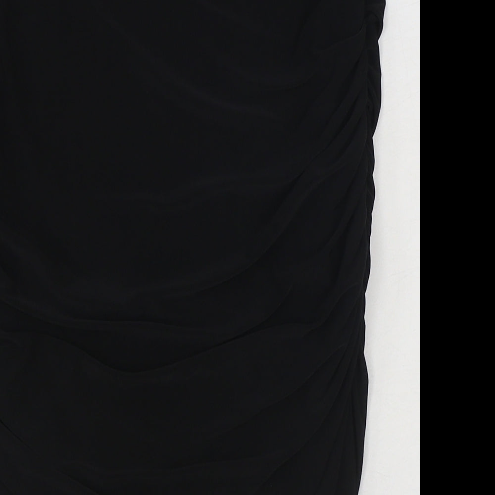 PRETTYLITTLETHING Womens Black Polyester Straight & Pencil Skirt Size 8 - Ruched