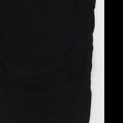 PRETTYLITTLETHING Womens Black Polyester Straight & Pencil Skirt Size 8 - Ruched
