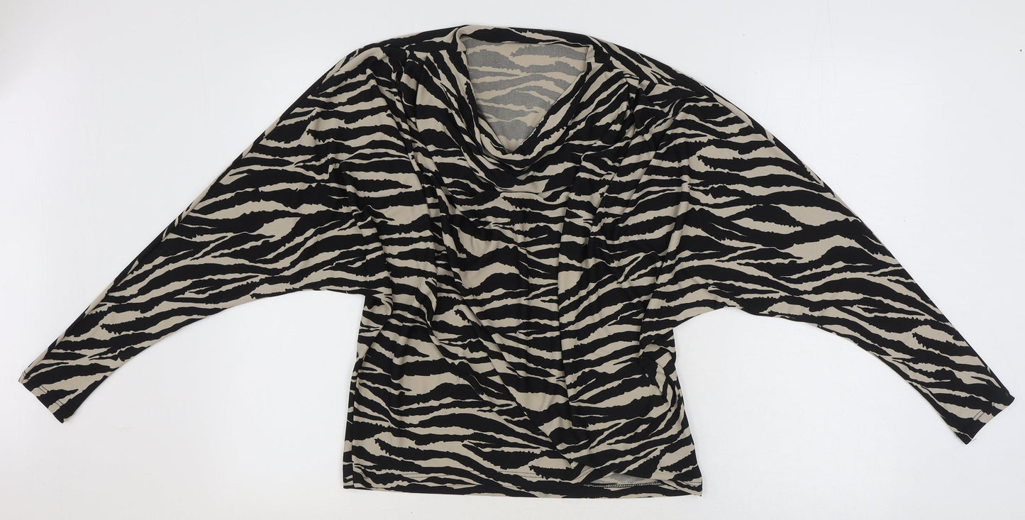 George Womens Multicoloured Animal Print Polyester Basic Blouse Size 10 Cowl Neck - Tiger Print