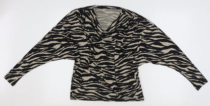 George Womens Multicoloured Animal Print Polyester Basic Blouse Size 10 Cowl Neck - Tiger Print