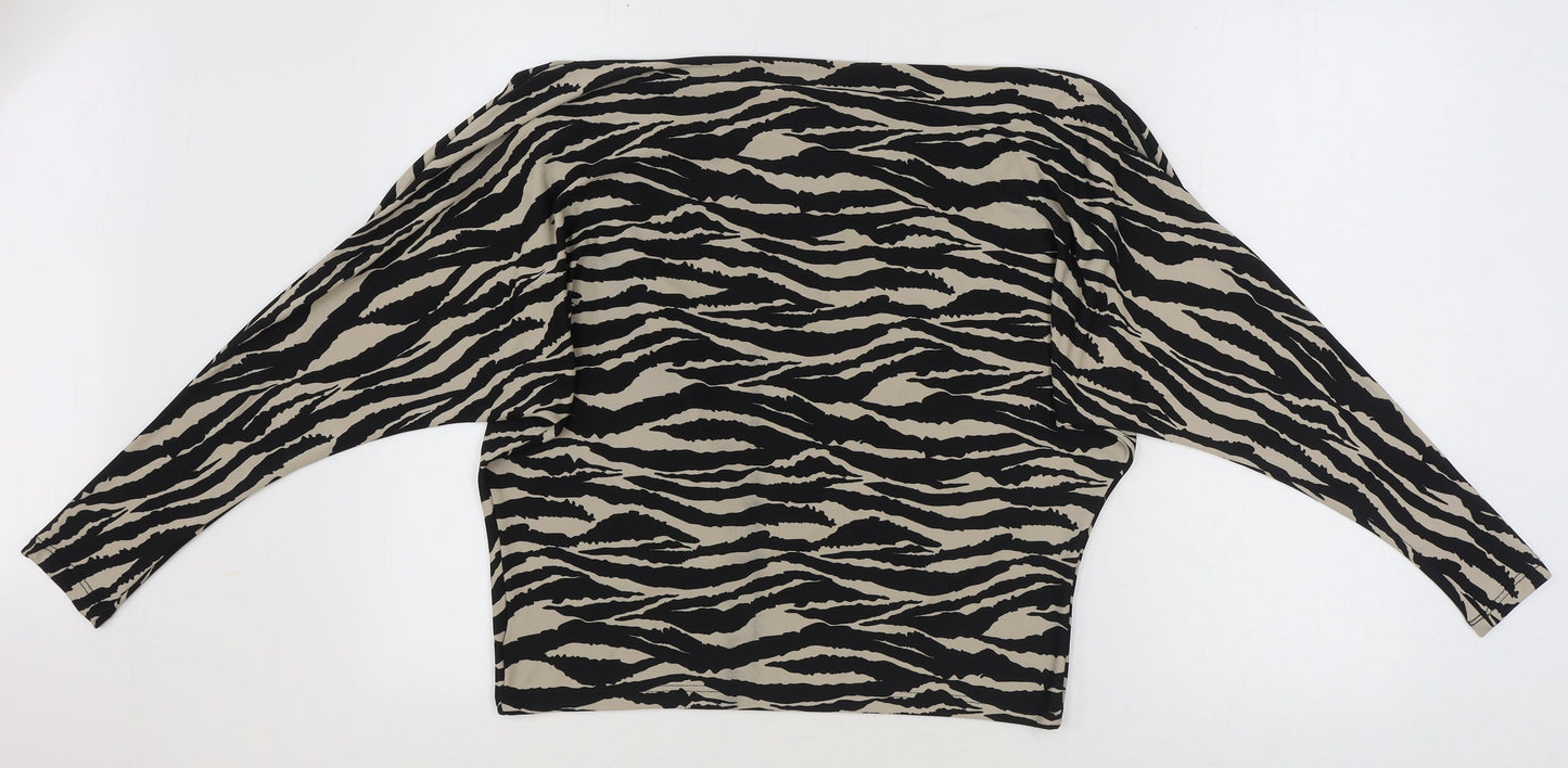 George Womens Multicoloured Animal Print Polyester Basic Blouse Size 10 Cowl Neck - Tiger Print