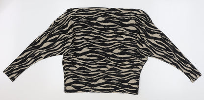 George Womens Multicoloured Animal Print Polyester Basic Blouse Size 10 Cowl Neck - Tiger Print