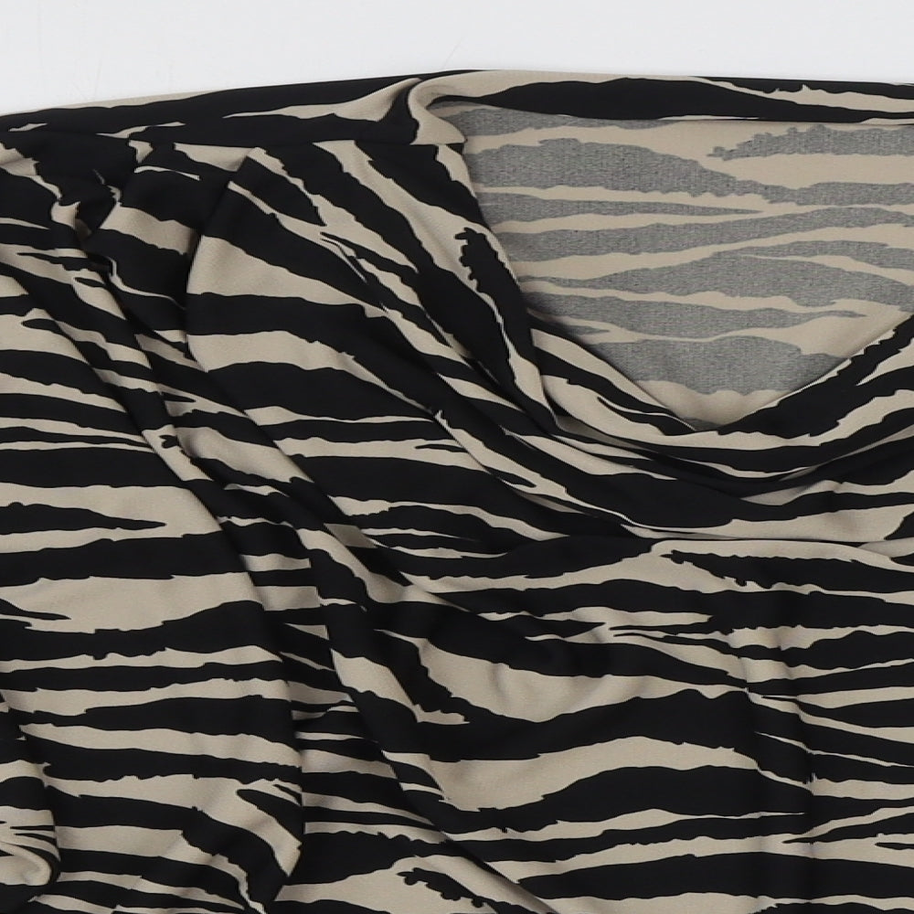 George Womens Multicoloured Animal Print Polyester Basic Blouse Size 10 Cowl Neck - Tiger Print