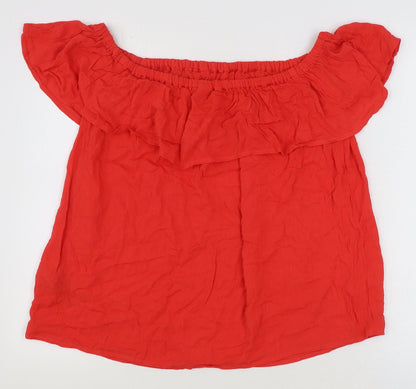 Womens UK Size L ICHI Red Basic Blouse