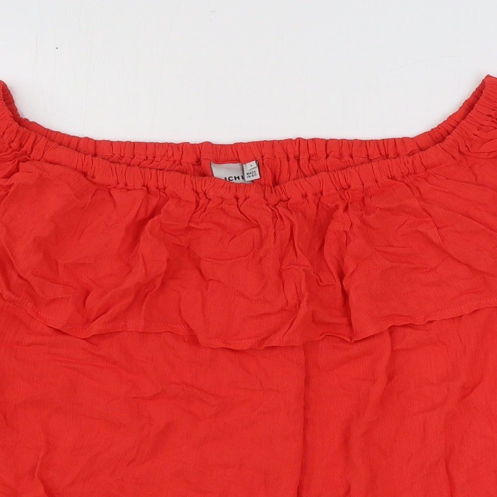 Womens UK Size L ICHI Red Basic Blouse