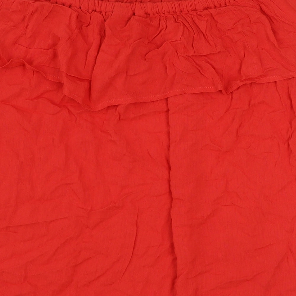 Womens UK Size L ICHI Red Basic Blouse