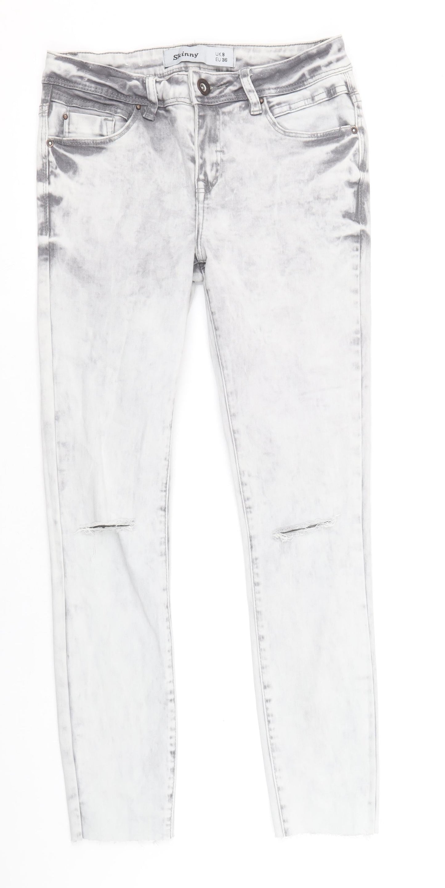 New Look Womens Grey Cotton Skinny Jeans Size 8 Regular Zip