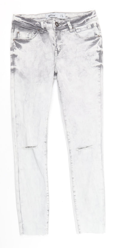 New Look Womens Grey Cotton Skinny Jeans Size 8 Regular Zip