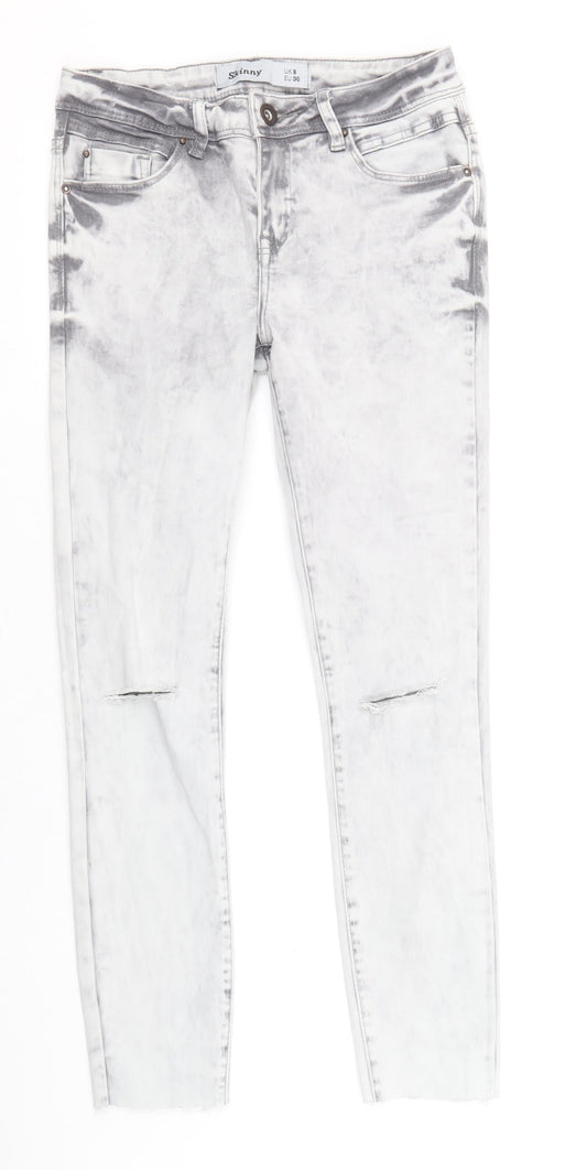 New Look Womens Grey Cotton Skinny Jeans Size 8 Regular Zip