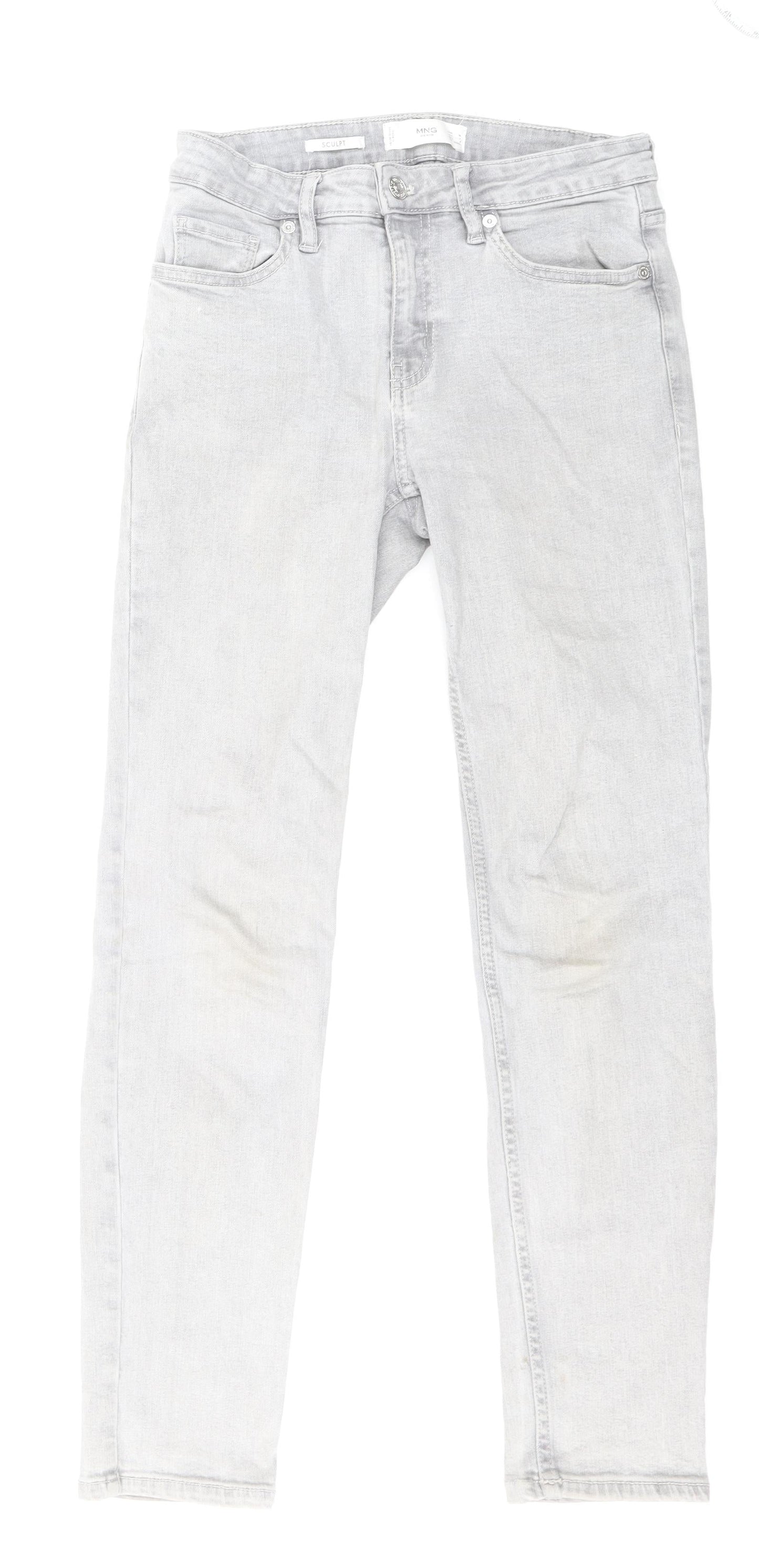 Mango Womens Grey Cotton Skinny Jeans Size 60 in Regular Zip