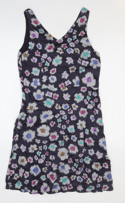 Great Plains Womens Purple Geometric Viscose Slip Dress Size L V-Neck Pullover