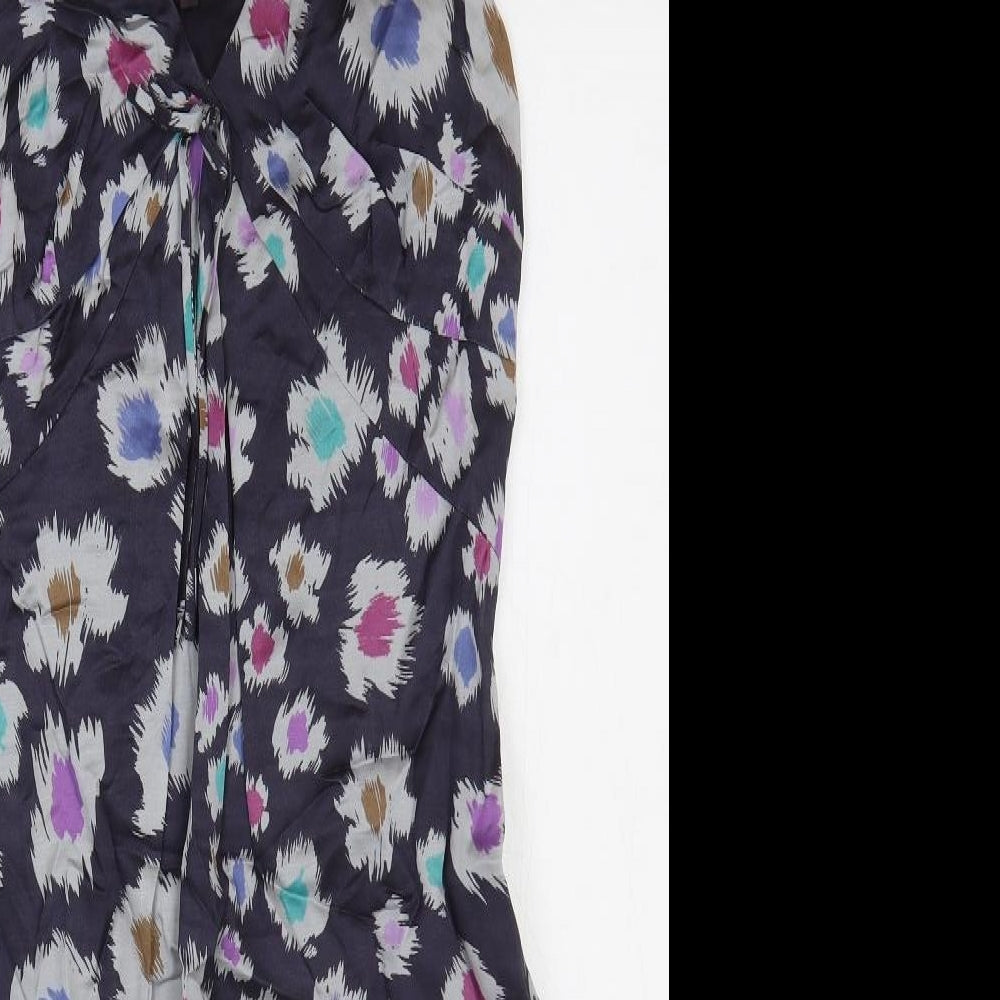 Great Plains Womens Purple Geometric Viscose Slip Dress Size L V-Neck Pullover