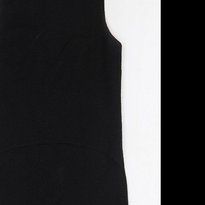 Warehouse Womens Black Polyester Shift Size 10 Round Neck Zip