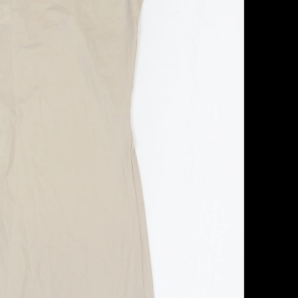 Marks and Spencer Womens Beige Elastane Bodycon Size 10 Scoop Neck Pullover