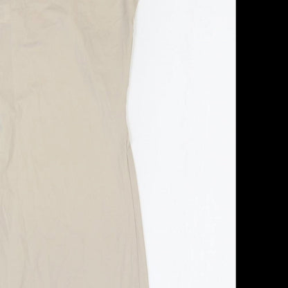 Marks and Spencer Womens Beige Elastane Bodycon Size 10 Scoop Neck Pullover