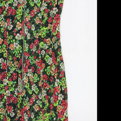 Great Plains Womens Multicoloured Floral 100% Cotton Pencil Dress Size S V-Neck Zip