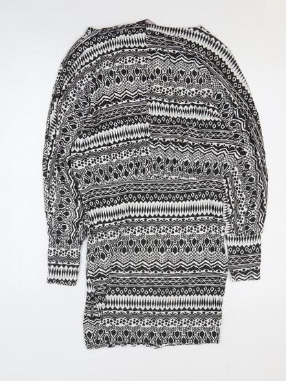 Boohoo Womens Black Geometric Viscose Bodycon Size 12 Round Neck Pullover