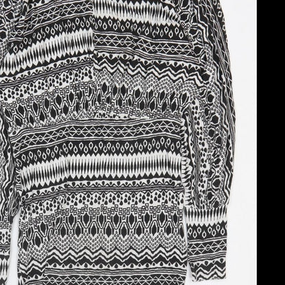 Boohoo Womens Black Geometric Viscose Bodycon Size 12 Round Neck Pullover