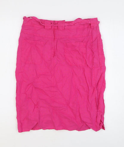 Barbara Lebek Womens Pink Cotton Straight & Pencil Skirt Size 12 Button
