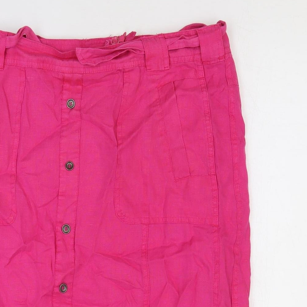 Barbara Lebek Womens Pink Cotton Straight & Pencil Skirt Size 12 Button