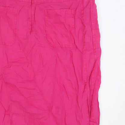 Barbara Lebek Womens Pink Cotton Straight & Pencil Skirt Size 12 Button