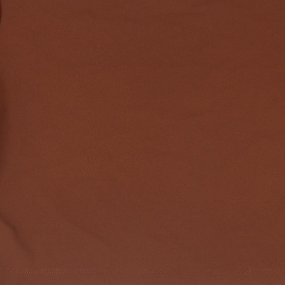 Slnghr Womens Brown Polyester Basic T-Shirt Size S Round Neck