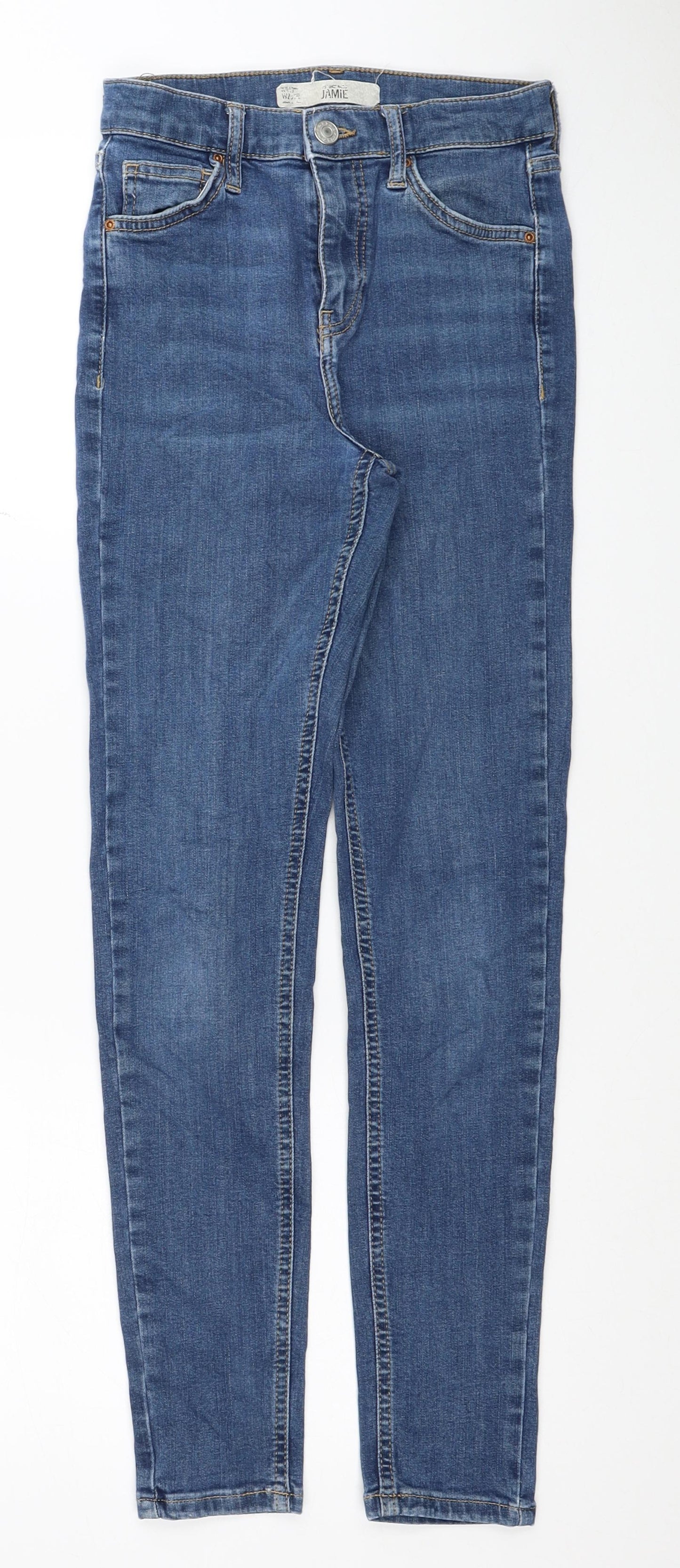 Topshop Womens Blue Cotton Skinny Jeans Size 25 in L32 in Regular Zip