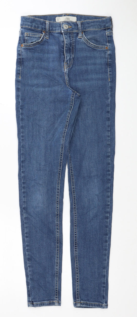 Topshop Womens Blue Cotton Skinny Jeans Size 25 in L32 in Regular Zip