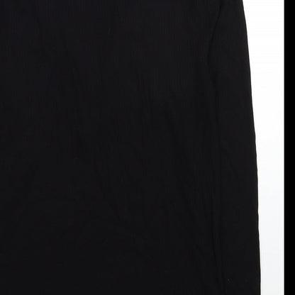 Miss Selfridge Womens Black Viscose Basic T-Shirt Size 10 V-Neck