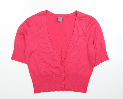 TU Womens Pink V-Neck Viscose Cardigan Jumper Size 12