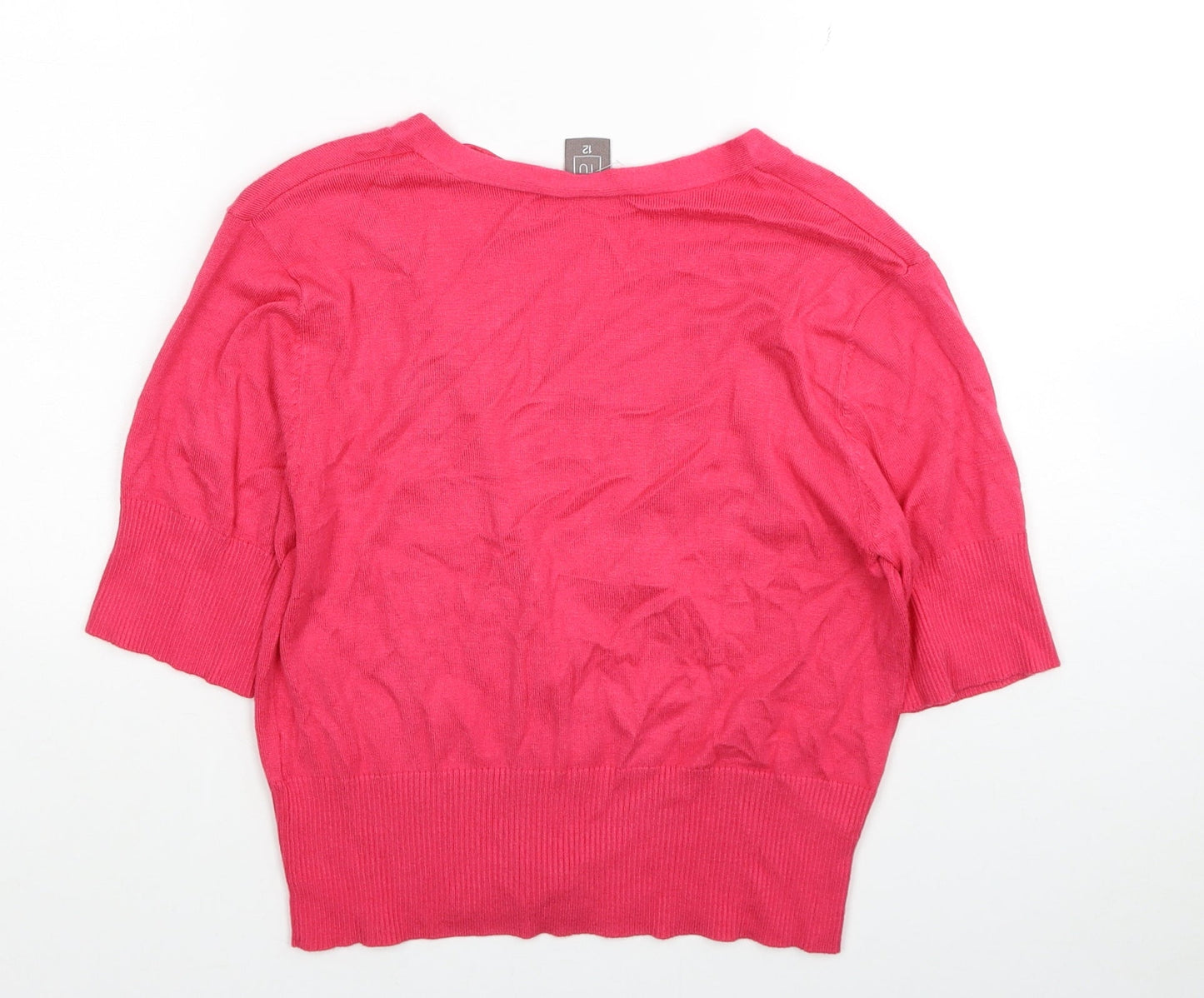 TU Womens Pink V-Neck Viscose Cardigan Jumper Size 12