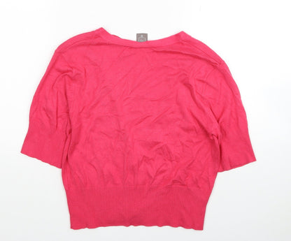 TU Womens Pink V-Neck Viscose Cardigan Jumper Size 12