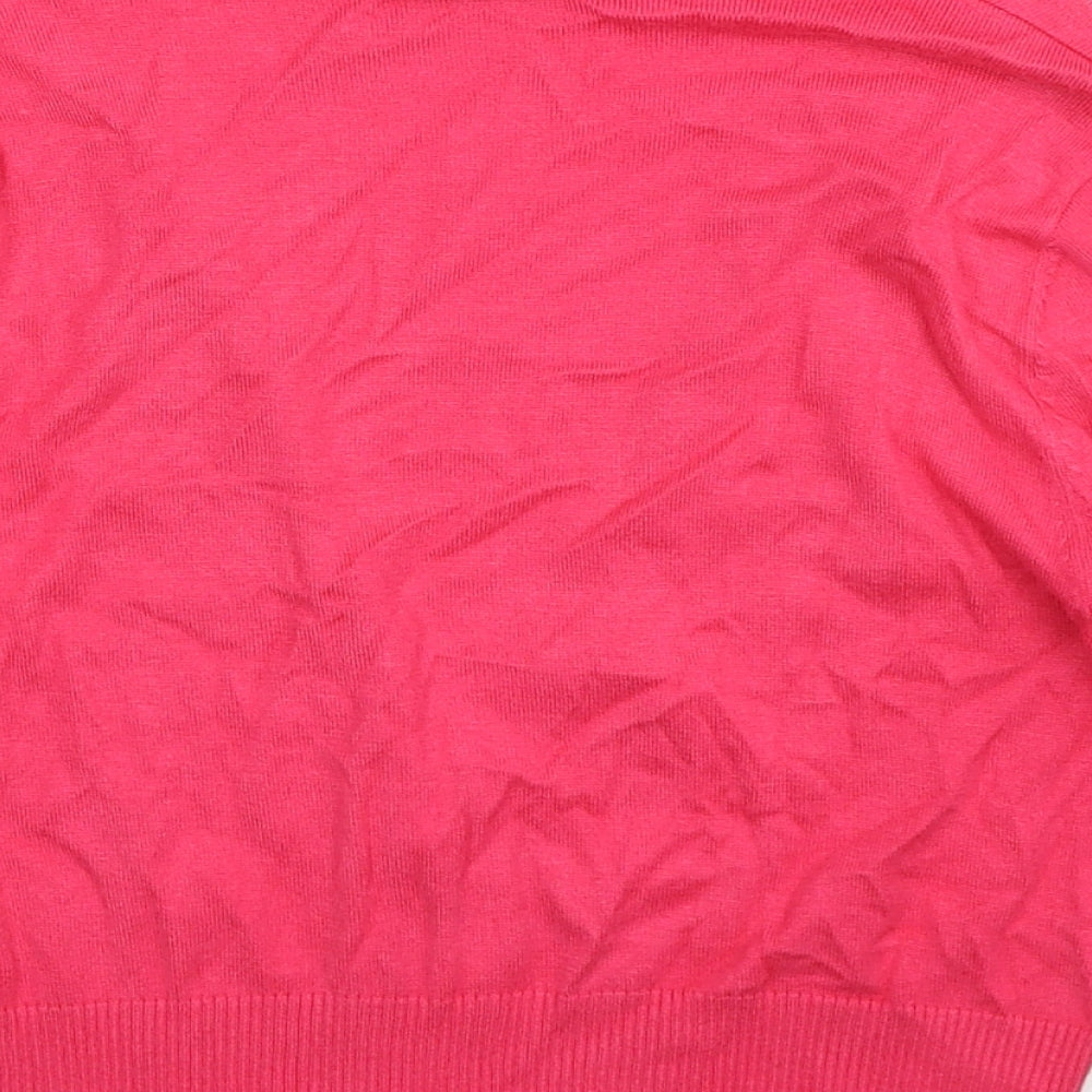 TU Womens Pink V-Neck Viscose Cardigan Jumper Size 12