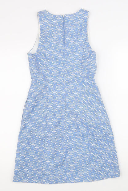 Gap Womens Blue Geometric Cotton A-Line Size 6 Scoop Neck Zip