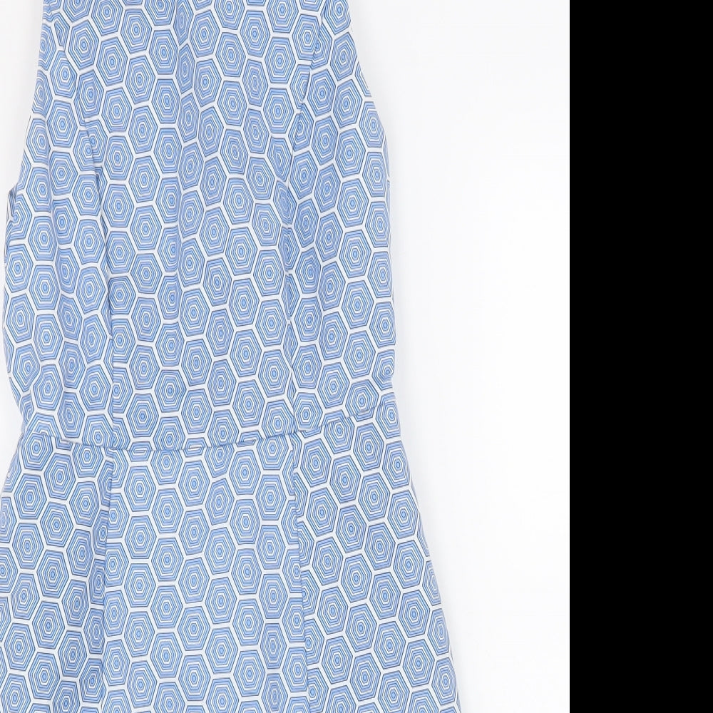 Gap Womens Blue Geometric Cotton A-Line Size 6 Scoop Neck Zip