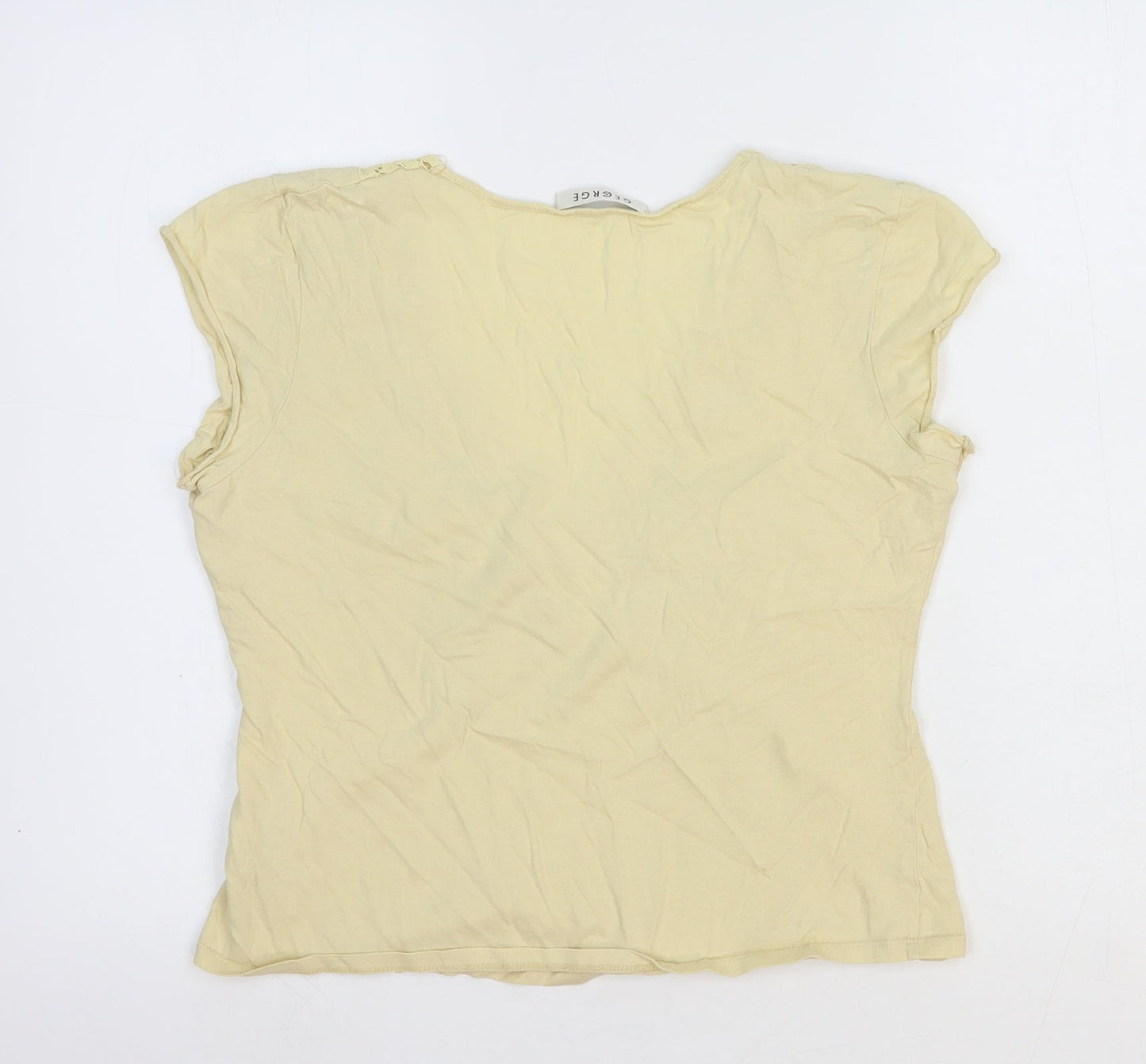 George Womens Yellow 100% Cotton Basic Blouse Size 14 V-Neck