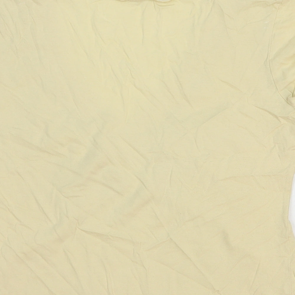 George Womens Yellow 100% Cotton Basic Blouse Size 14 V-Neck