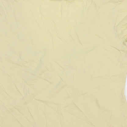 George Womens Yellow 100% Cotton Basic Blouse Size 14 V-Neck