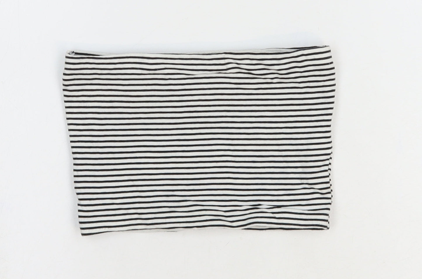 Primark Womens White Striped Cotton Cropped T-Shirt Size 6 Off the Shoulder