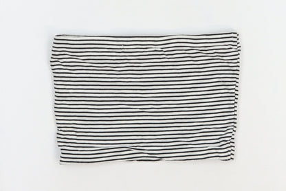 Primark Womens White Striped Cotton Cropped T-Shirt Size 6 Off the Shoulder