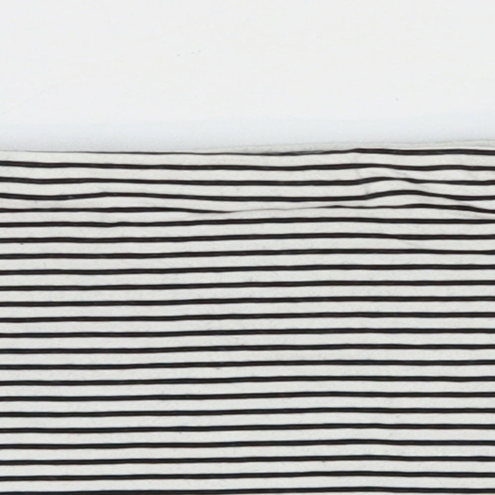 Primark Womens White Striped Cotton Cropped T-Shirt Size 6 Off the Shoulder