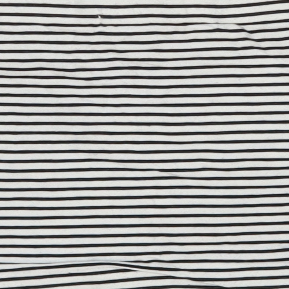 Primark Womens White Striped Cotton Cropped T-Shirt Size 6 Off the Shoulder