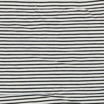 Primark Womens White Striped Cotton Cropped T-Shirt Size 6 Off the Shoulder