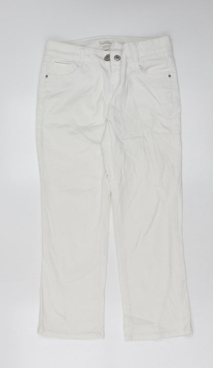 Monsoon Womens White Cotton Straight Jeans Size 8 Regular Button
