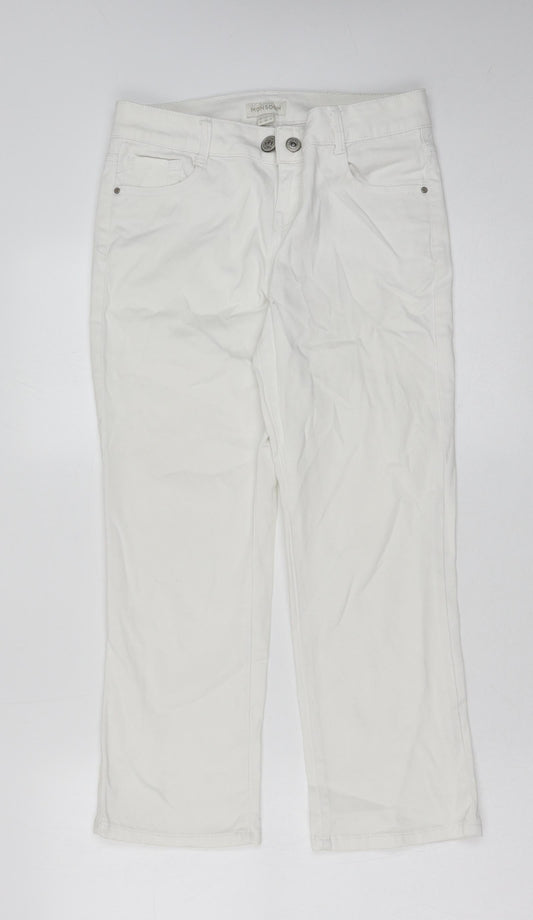 Monsoon Womens White Cotton Straight Jeans Size 8 Regular Button