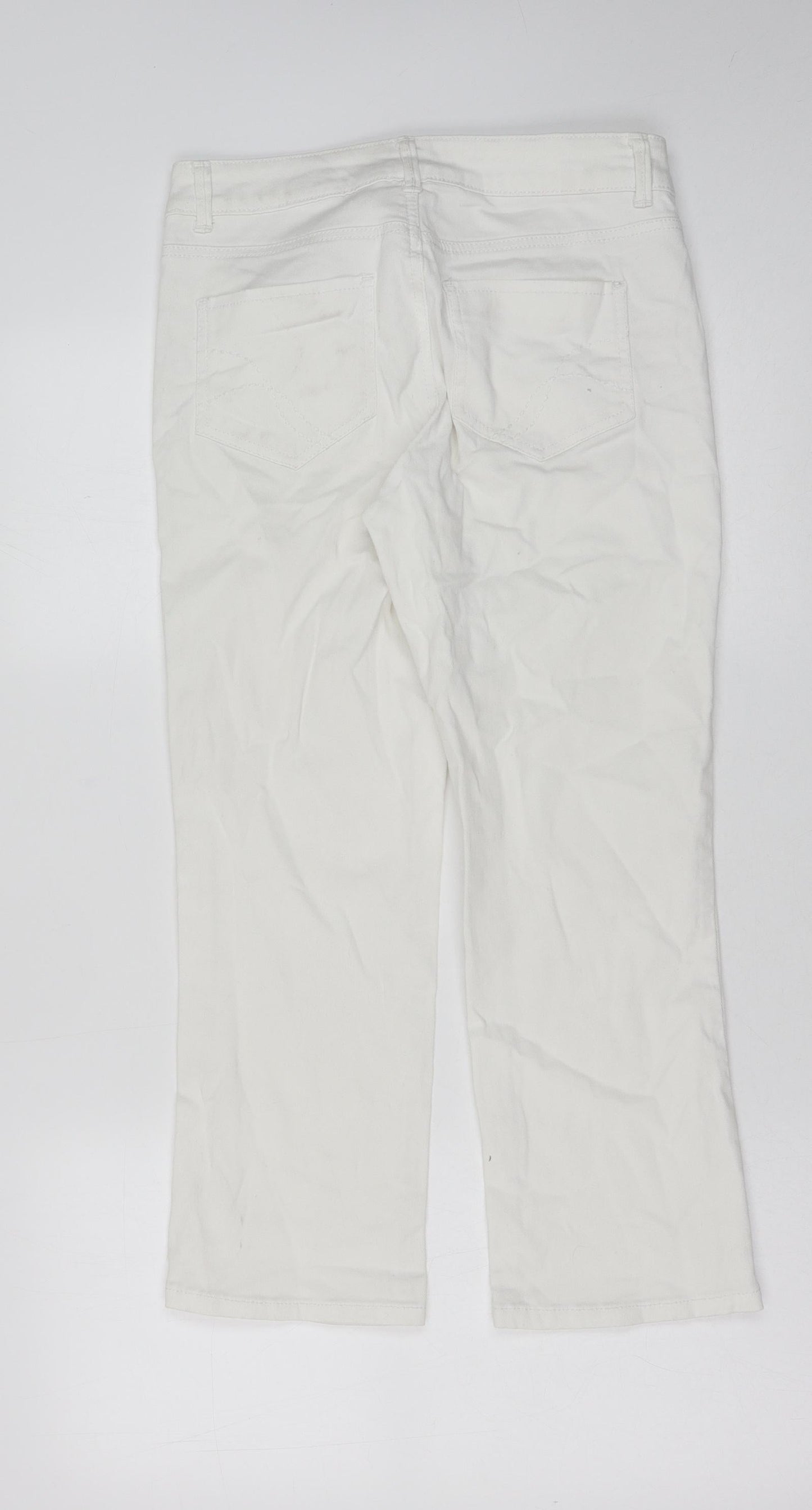 Monsoon Womens White Cotton Straight Jeans Size 8 Regular Button