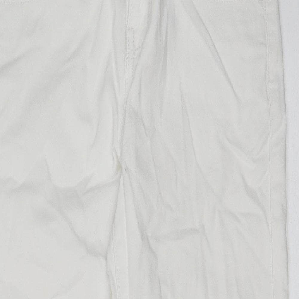 Monsoon Womens White Cotton Straight Jeans Size 8 Regular Button
