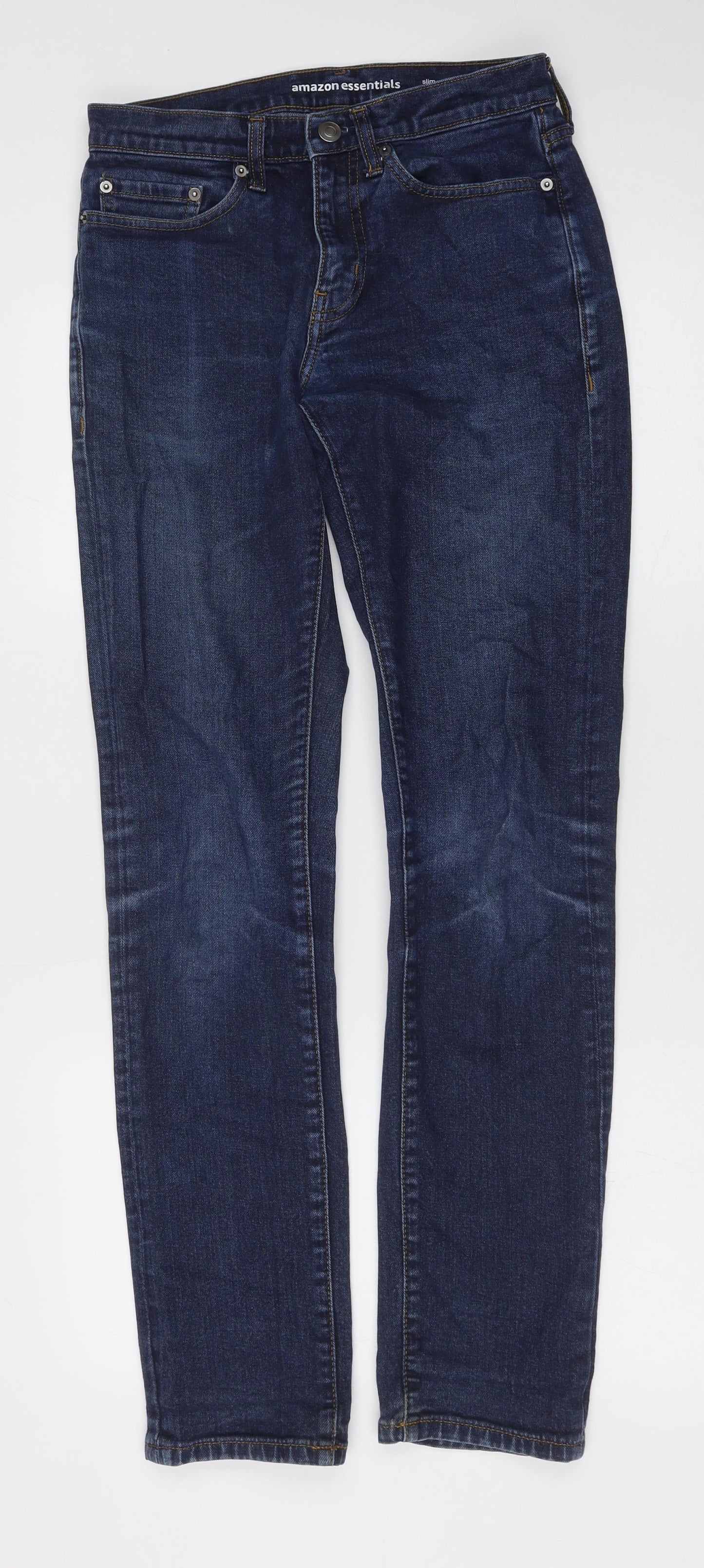 Amazon Mens Blue Cotton Skinny Jeans Size 30 in Slim Button