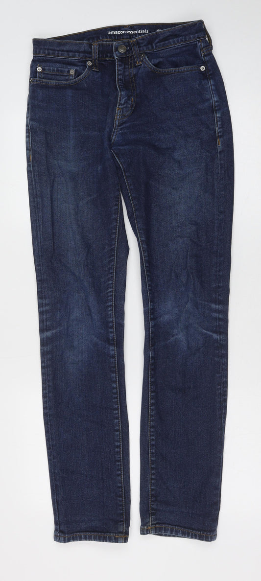 Amazon Mens Blue Cotton Skinny Jeans Size 30 in Slim Button
