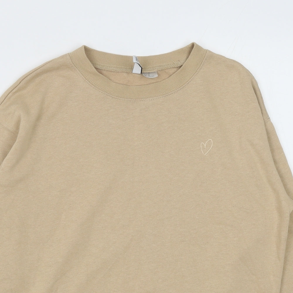 H&M Womens Beige Cotton Pullover Sweatshirt Size XS Pullover